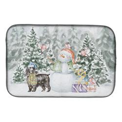 21 x 14 in. Unisex Cocker Spaniel Black with Christmas Presents Dish Drying Mat, Multi Color
