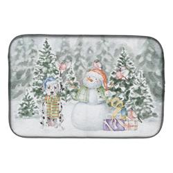 CK8078DDM 21 x 14 in.  Dalmatian with Christmas Presents Dish Drying Mat  Multi Color