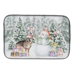21 x 14 in. Unisex German Shepherd with Christmas Presents Dish Drying Mat, Multi Color