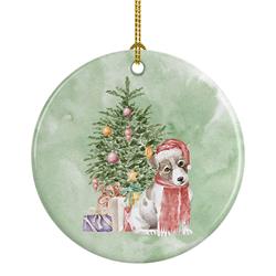 2.8 x 2.8 in. Unisex Jack Russell Terrier Smooth Puppy Christmas Presents & Tree Ceramic Ornament, Multi Color