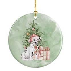 2.8 x 2.8 in. Unisex Dalmatian Christmas Presents & Tree Ceramic Ornament, Multi Color