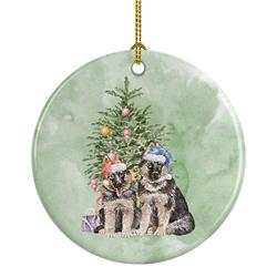 2.8 x 2.8 in. Unisex German Shepherd Momma Baby Christmas Presents & Tree Ceramic Ornament, Multi Color