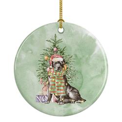2.8 x 2.8 in. Unisex Labrador Retriever Black Christmas Presents & Tree Ceramic Ornament, Multi Color