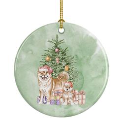 2.8 x 2.8 in. Unisex Shiba Inu Momma & Baby Christmas Presents & Tree Ceramic Ornament, Multi Color -  PartyPros, PA2906048