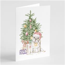CK8186GCA7P 5 x 7 in. Unisex Christmas French Bulldog White Greeting Cards & Envelopes, Multi Color - Pack of 8