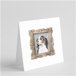 5 x 5 in. Unisex Cavalier King Charles Spaniel Tricolor Side View Square Greeting Cards & Envelopes, Multi Color - Pack of 8