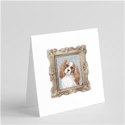 CK8405GC55 5 x 5 in. Unisex Cavalier King Charles Spaniel Red & White Head Tilt Square Greeting Cards & Envelopes, Multi Color - Pack of 8