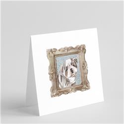 CK8407GC55 5 x 5 in. Unisex English Bulldog Tricolor Bulldog Puppy Square Greeting Cards & Envelopes, Multi Color - Pack of 8