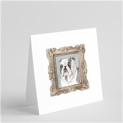 CK8409GC55 5 x 5 in. Unisex English Bulldog Black & White Front View Square Greeting Cards & Envelopes, Multi Color - Pack of 8