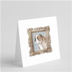 CK8410GC55 5 x 5 in. Unisex English Bulldog Fawn White Side View Square Greeting Cards & Envelopes, Multi Color - Pack of 8