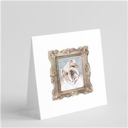 CK8411GC55 5 x 5 in. Unisex English Bulldog Fawn White Head Tilt Square Greeting Cards & Envelopes, Multi Color - Pack of 8