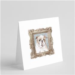 CK8412GC55 5 x 5 in. Unisex English Bulldog Fawn White Front View Square Greeting Cards & Envelopes, Multi Color - Pack of 8