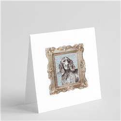 CK8423GC55 5 x 5 in. Unisex English Cocker Spaniel Black Front View Square Greeting Cards & Envelopes, Multi Color - Pack of 8