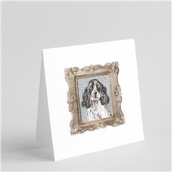 5 x 5 in. Unisex English Cocker Spaniel Speckled Front View Square Greeting Cards & Envelopes, Multi Color - Pack of 8