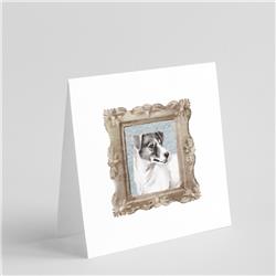 CK8434GC55 5 x 5 in. Unisex Jack Russell Terrier Black & White Side View Square Greeting Cards & Envelopes, Multi Color - Pack of 8