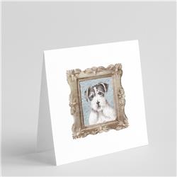 5 x 5 in. Unisex Jack Russell Terrier Black & White Front View Square Greeting Cards & Envelopes, Multi Color - Pack of 8