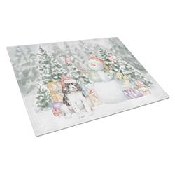 CK8099LCB 15 x 12 in. Unisex English Springer Spaniel Black & White with Christmas Presents Glass Cutting Board, Multi Color - Large