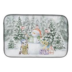 21 x 14 in. Unisex Corgi Blue Merle with Christmas Presents Dish Drying Mat, Multi Color