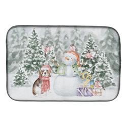 21 x 14 in. Unisex Beagle Tricolor with Christmas Presents Dish Drying Mat, Multi Color