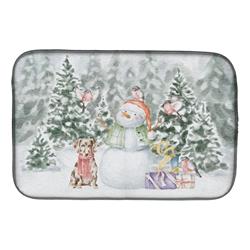 CK8049DDM 21 x 14 in.  Dachshund Dappled with Christmas Presents Dish Drying Mat  Multi Color