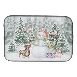 CK8052DDM 21 x 14 in.  Dachshund Chocolate with Christmas Presents Dish Drying Mat  Multi Color