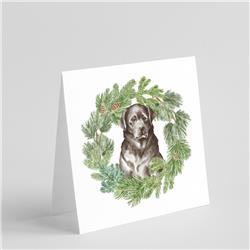 CK8878GC55 5 x 5 in. Unisex Labrador Retriever Black with Christmas Wreath Square Greeting Cards & Envelopes, Multi Color - Pack of 8