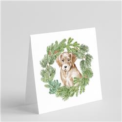 5 x 5 in. Unisex Labrador Retriever Puppy Yellow with Christmas Wreath Square Greeting Cards & Envelopes, Multi Color - Pack of 8 -  PartyPros, PA2910836
