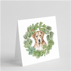 CK8882GC55 5 x 5 in. Unisex Labrador Retriever Yellow with Christmas Wreath Square Greeting Cards & Envelopes, Multi Color - Pack of 8