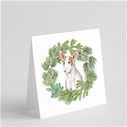 CK8886GC55 5 x 5 in. Unisex Ibizan Hound Puppy with Christmas Wreath Square Greeting Cards & Envelopes, Multi Color - Pack of 8