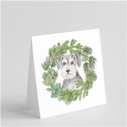 CK8894GC55 5 x 5 in. Unisex Schnauzer Salt & Pepper with Christmas Wreath Square Greeting Cards & Envelopes, Multi Color - Pack of 8