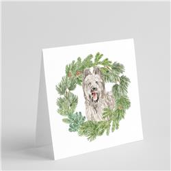 CK8907GC55 5 x 5 in. Unisex Briard Smiling Ears Up with Christmas Wreath Square Greeting Cards & Envelopes, Multi Color - Pack of 8