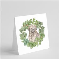 CK8908GC55 5 x 5 in. Unisex Briard with Christmas Wreath Square Greeting Cards & Envelopes, Multi Color - Pack of 8