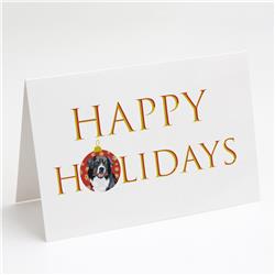 CK9145GCA7P 5 x 7 in. Unisex Australian Shepherd Black Tricolor No.1 Happy Holidays Greeting Cards & Envelopes, Multi Color - Pack of 8