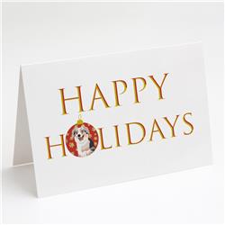 CK9149GCA7P 5 x 7 in. Unisex Australian Shepherd Blue Merle Puppy No.1 Happy Holidays Greeting Cards & Envelopes, Multi Color - Pack of 8