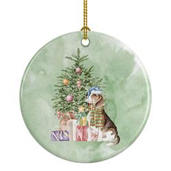 2.8 x 2.8 in. Unisex Beagle Christmas Presents & Tree Ceramic Ornament, Multi Color