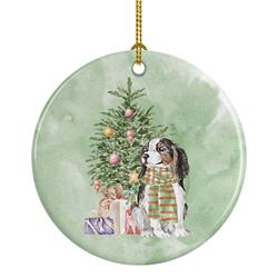 2.8 x 2.8 in. Unisex Cavalier Spaniel Tricolor Christmas Presents & Tree Ceramic Ornament, Multi Color