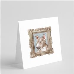 CK8361GC55 5 x 5 in. Unisex Bull Terrier Red & White Puppy Side View Square Greeting Cards & Envelopes, Multi Color - Pack of 8