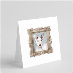 CK8362GC55 5 x 5 in. Unisex Bull Terrier Black & White Front View Square Greeting Cards & Envelopes, Multi Color - Pack of 8