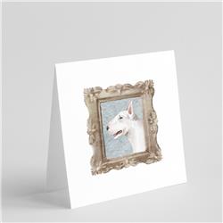 5 x 5 in. Unisex Bull Terrier White Side View Square Greeting Cards & Envelopes, Multi Color - Pack of 8