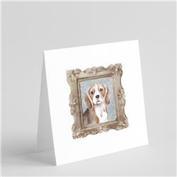 5 x 5 in. Unisex Beagle Tricolor Front View Square Greeting Cards & Envelopes, Multi Color - Pack of 8