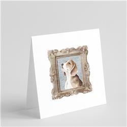 5 x 5 in. Unisex Beagle Tricolor Side View Square Greeting Cards & Envelopes, Multi Color - Pack of 8