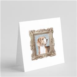 5 x 5 in. Unisex Beagle Tricolor Side View 2 Square Greeting Cards & Envelopes, Multi Color - Pack of 8
