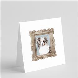 5 x 5 in. Unisex Australian Shepherd Merle Front View Square Greeting Cards & Envelopes, Multi Color - Pack of 8