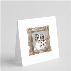 5 x 5 in. Unisex Australian Shepherd Merle Front View 2 Square Greeting Cards & Envelopes, Multi Color - Pack of 8
