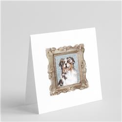 CK8373GC55 5 x 5 in. Unisex Australian Shepherd Merle Smile Square Greeting Cards & Envelopes, Multi Color - Pack of 8