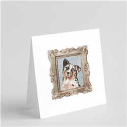 CK8375GC55 5 x 5 in. Unisex Australian Shepherd Merle Puppy Square Greeting Cards & Envelopes, Multi Color - Pack of 8