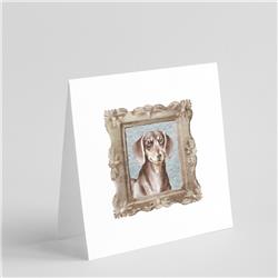CK8393GC55 5 x 5 in. Unisex Dachsund Shorthaired Liver Tan Front View Square Greeting Cards & Envelopes, Multi Color - Pack of 8