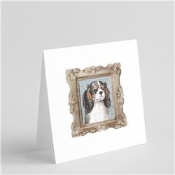 5 x 5 in. Unisex Cavalier King Charles Spaniel Tricolor Front View Square Greeting Cards & Envelopes, Multi Color - Pack of 8