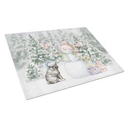 CK8075LCB 15 x 12 in. Unisex Pug Puppy Black with Christmas Presents Glass Cutting Board, Multi Color - Large