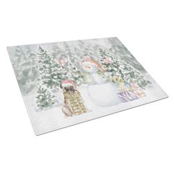 CK8077LCB 15 x 12 in. Unisex Pug Fawn Smiling with Christmas Presents Glass Cutting Board, Multi Color - Large